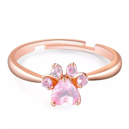 Rose Gold Paw Print Ring