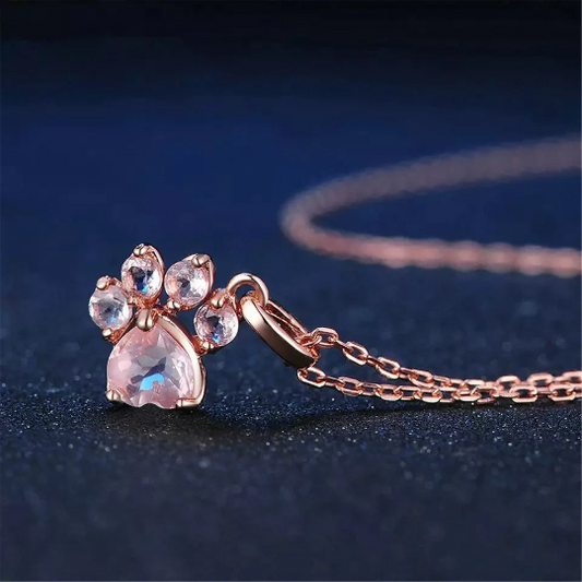 Rose Gold Paw Print Necklace