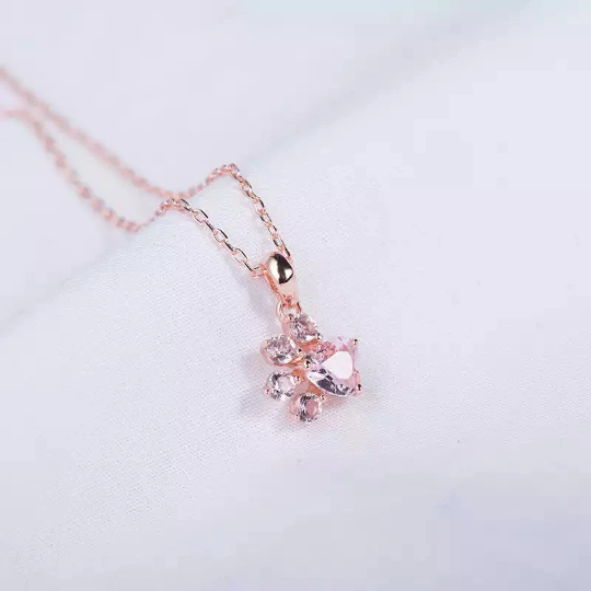 Rose Gold Paw Print Necklace