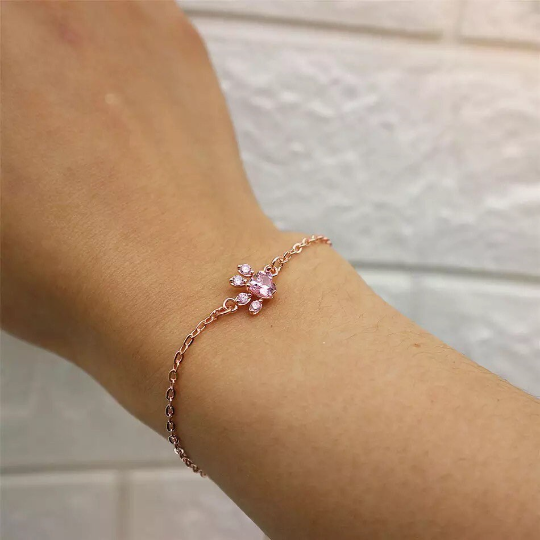 Sterling Silver Rose Gold Paw Print Bracelet Thoughtful Gift Handmade Item New