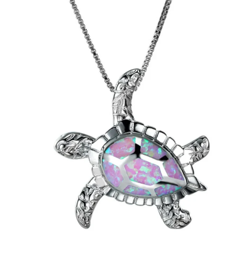 Opal Turtle Necklace 925 Sterling Silver