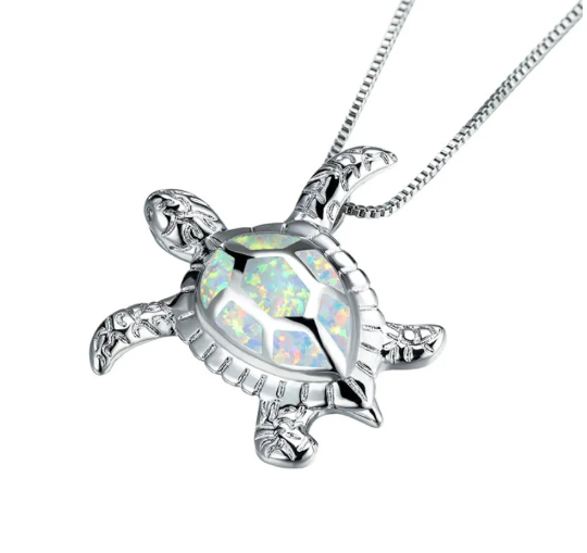 Opal Turtle Necklace 925 Sterling Silver
