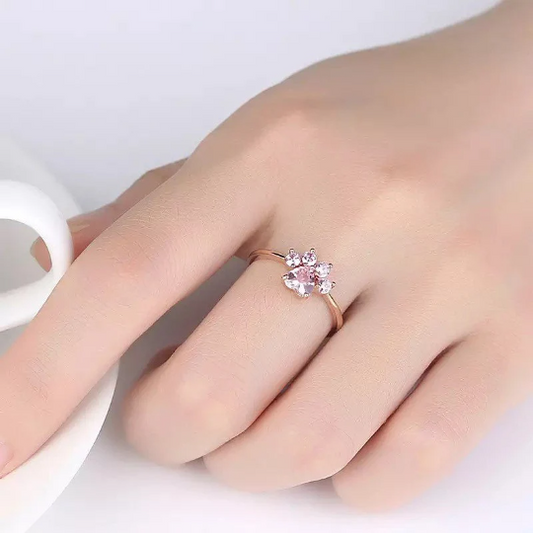 Rose Gold Paw Print Ring