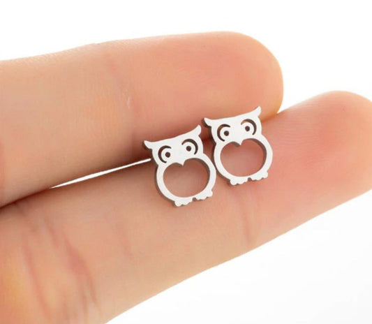 Silver Owl Earrings