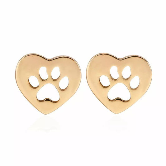Gold Paw Stud Earrings