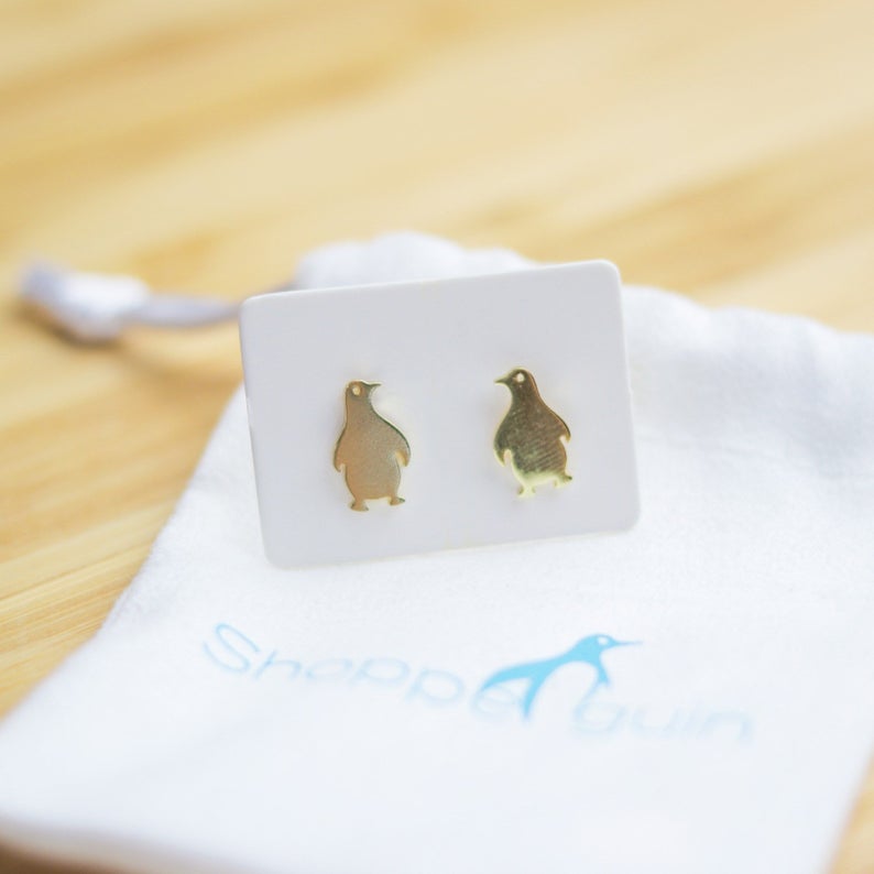 Penguin Earrings - Gold