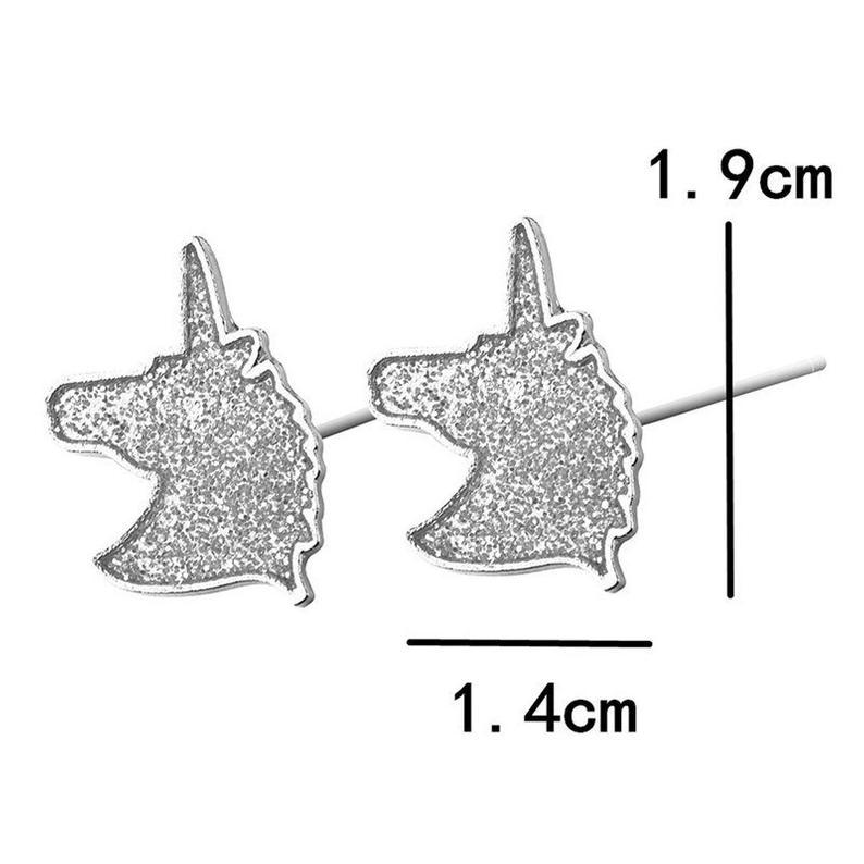 Unicorn Silver Glitter Stud Earrings