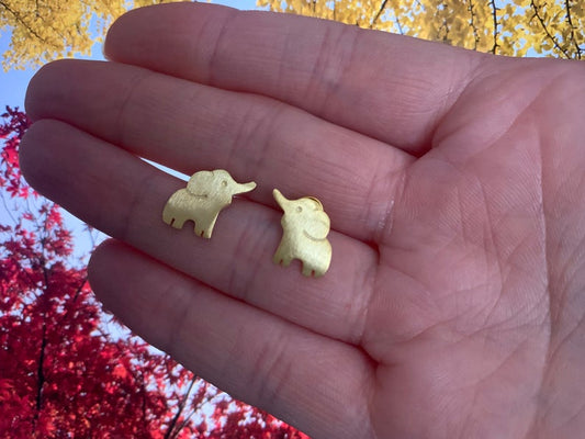 Gold Elephant Earrings