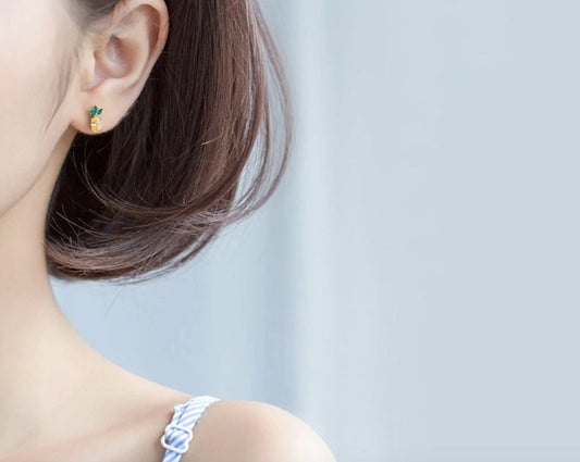 Pineapple Crystal Stud Earrings