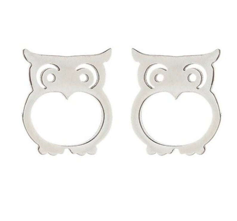 Silver Owl Earrings