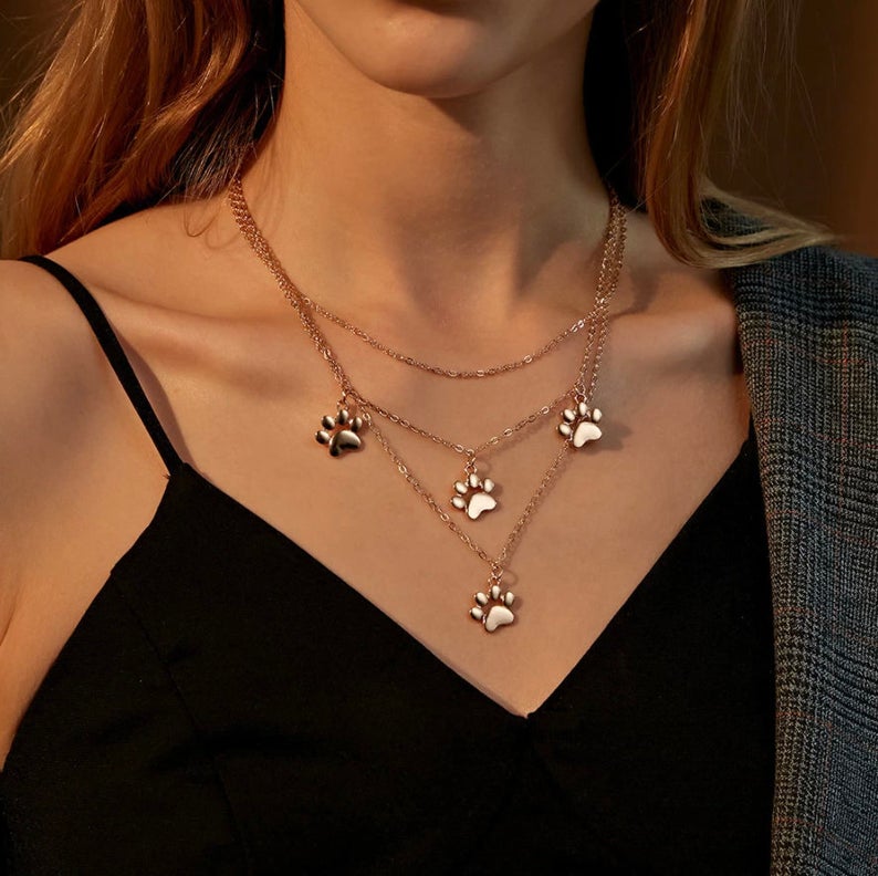 Multilayered Paw Print Necklace