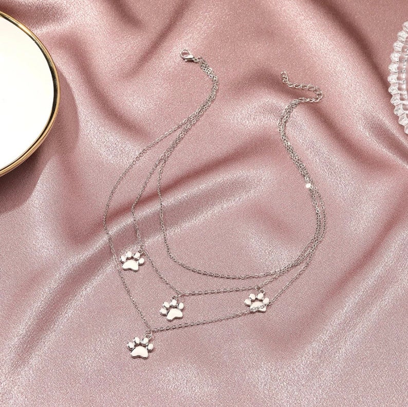Multilayered Paw Print Necklace