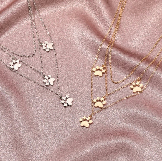 Multilayered Paw Print Necklace