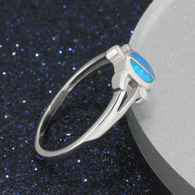 Opal Turtle Blue Ring