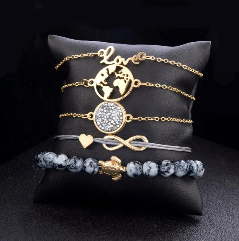 Multi Charm Bracelet Stack