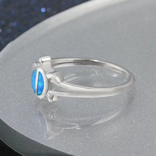 Opal Turtle Blue Ring