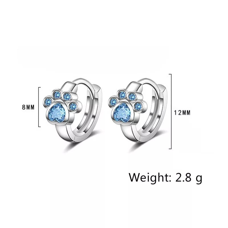 Blue Paw Print Earrings