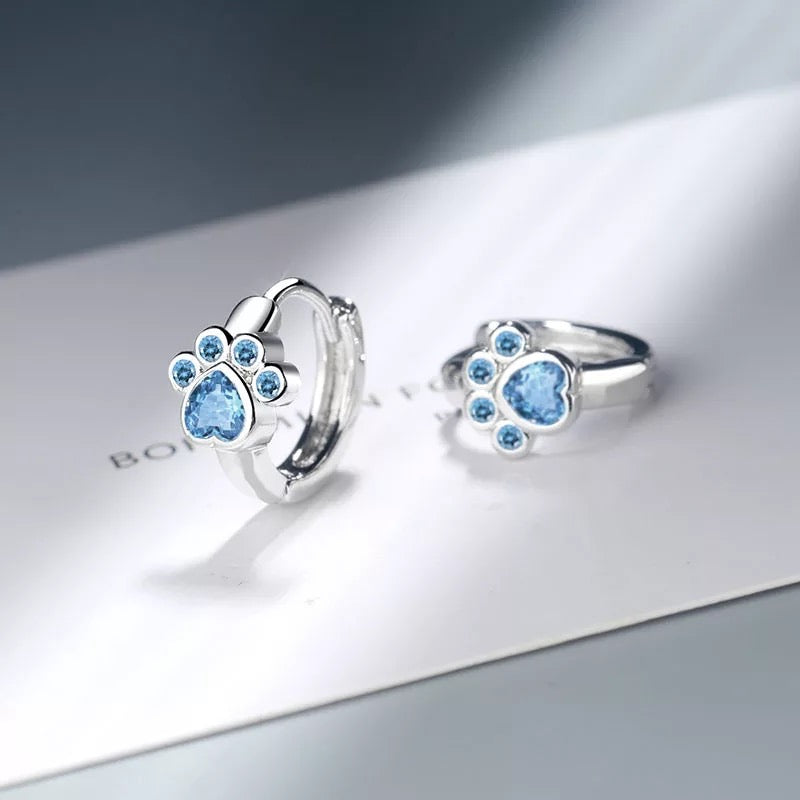 Blue Paw Print Earrings