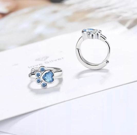 Blue Paw Print Earrings