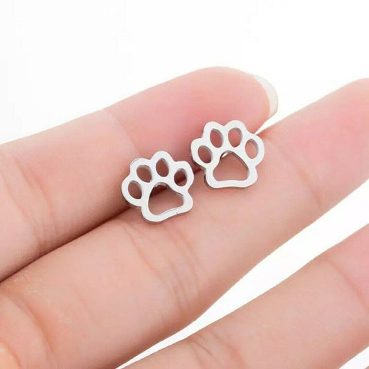 Silver Paw Print Earrings