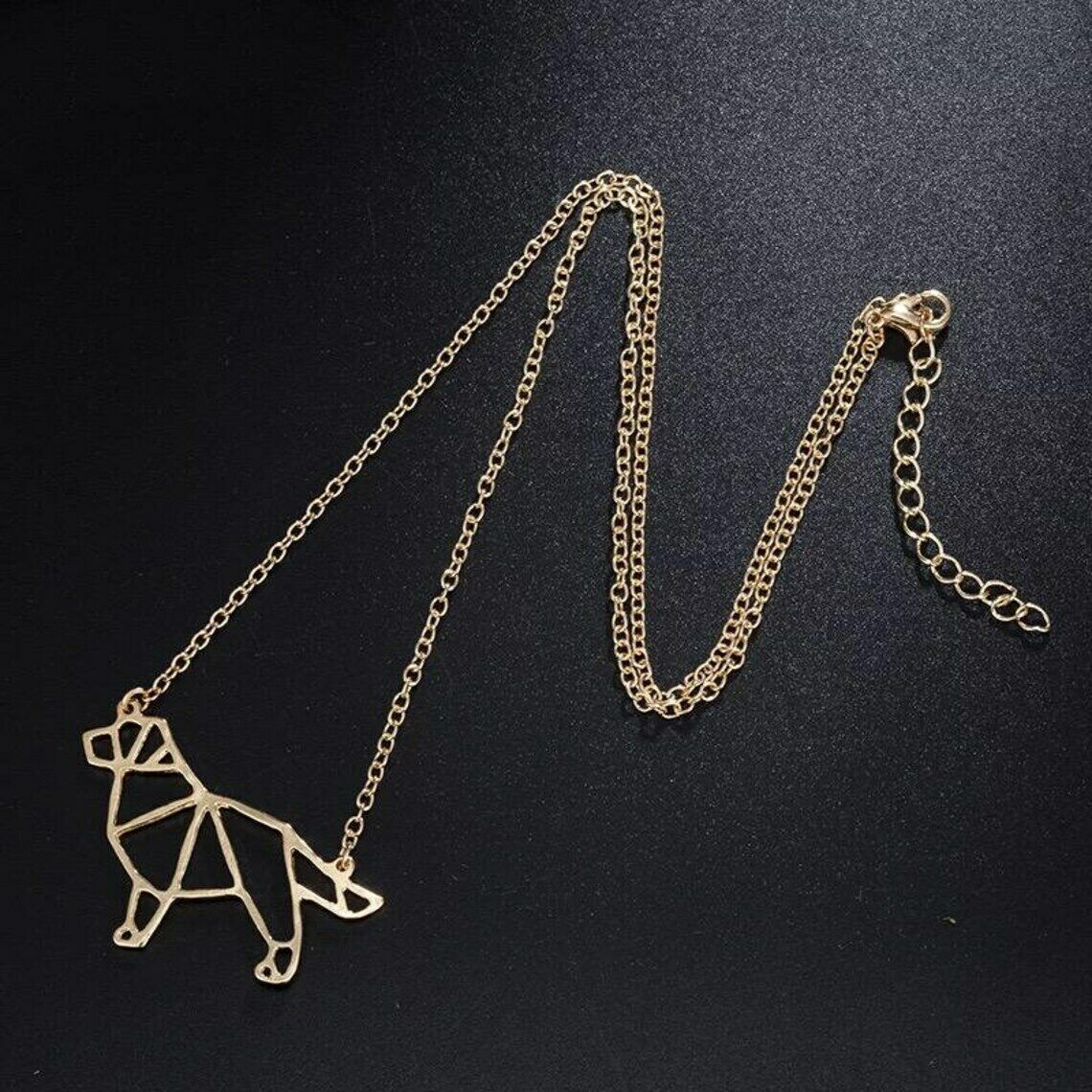 Dog Necklace Gold Origami Necklace