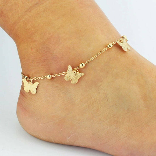 Gold Butterfly Charm Anklet