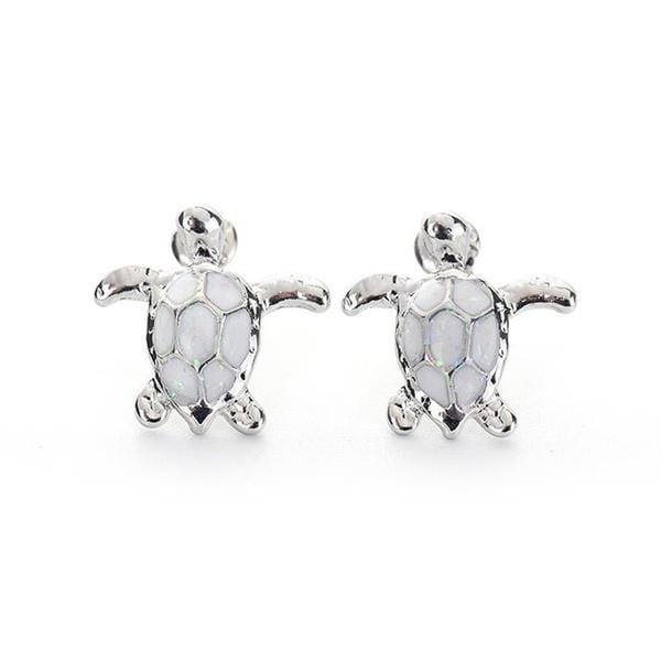 Sea Turtle Posts Screw Back Earring in Sterling Silver 0 / Silver Black Rhodium Plated