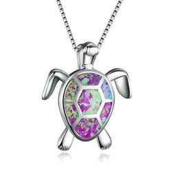 Opal Hope Turtle Necklace - Purple