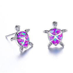 Opal Hope Turtle Earrings - Purple