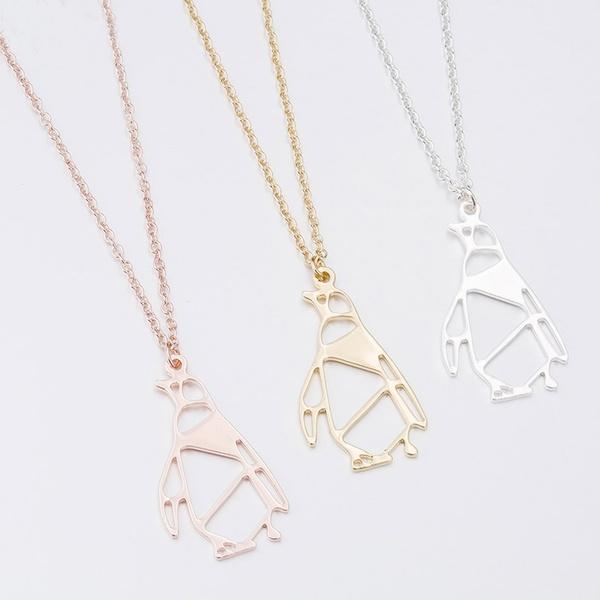 Origami Penguin Necklace - Gold