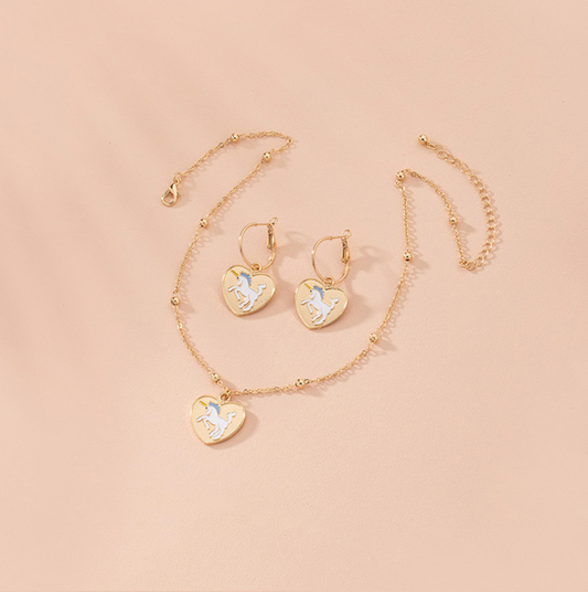 Unicorn Necklace And Earring Sets