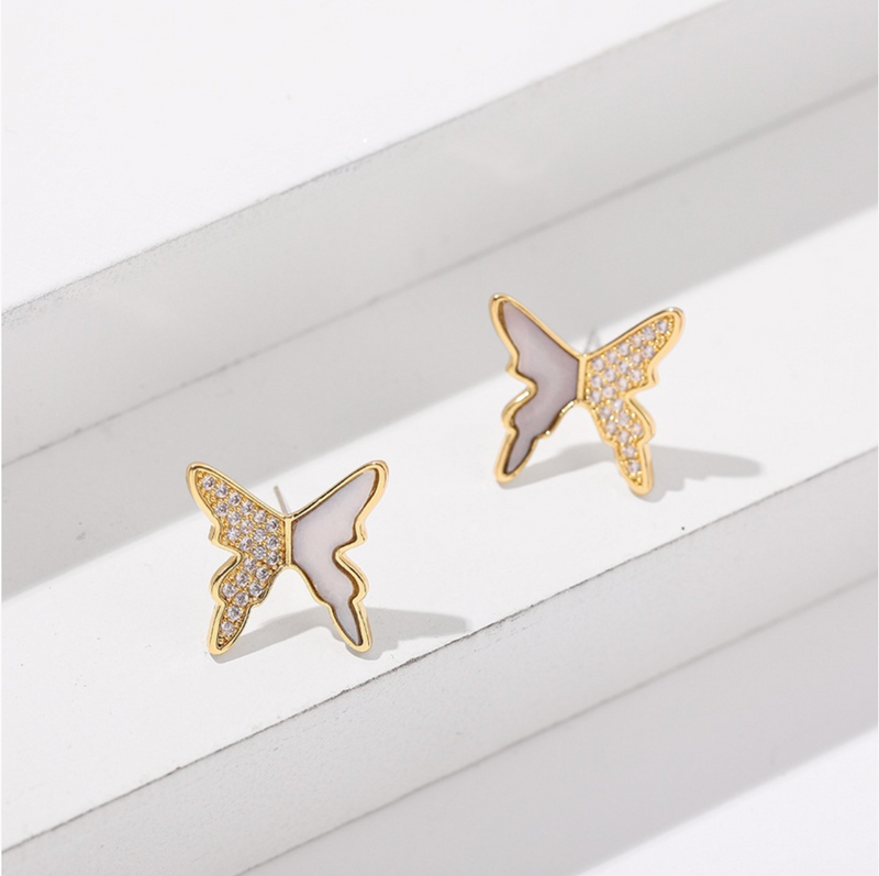 NEW DAWN. Butterfly Hoop Earrings - Gold – REGALROSE