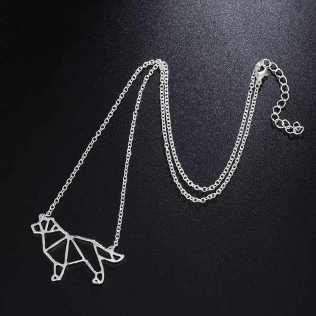 Dog Necklace Silver Origami