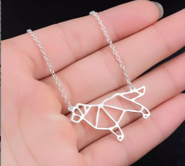 Dog Necklace Silver Origami