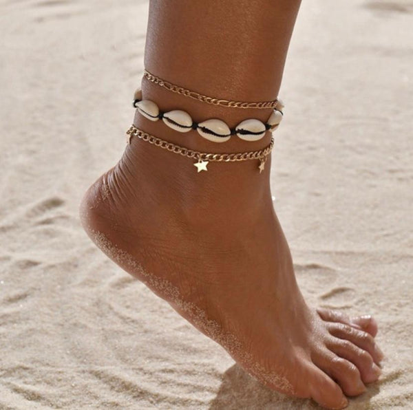 Shell And Chain Anklet Set