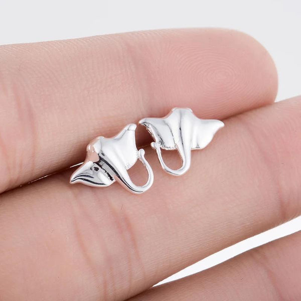 Mantaray Earrings - Silver