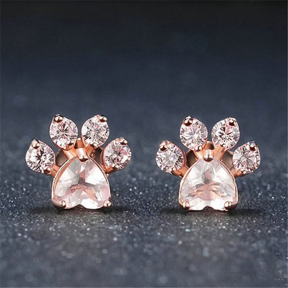 Rose Gold Paw Print Stud Earrings