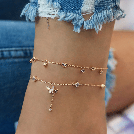 Butterfly Charm Anklet 2 Piece