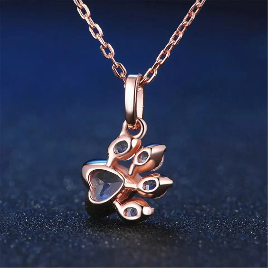 Rose Gold Paw Print Necklace