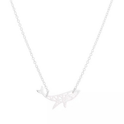 Silver Origami Whale Necklace