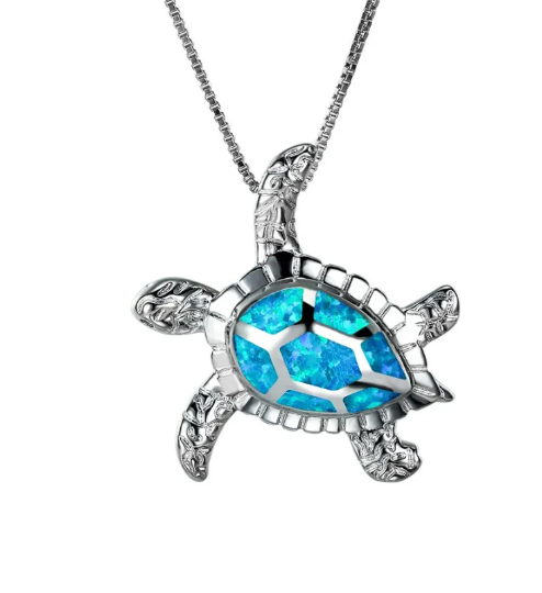 Opal Turtle Necklace 925 Sterling Silver