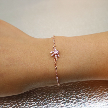 Sterling Silver Rose Gold Paw Print Bracelet Thoughtful Gift Handmade Item New