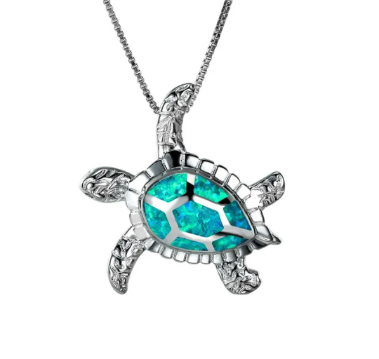 Opal Turtle Necklace 925 Sterling Silver