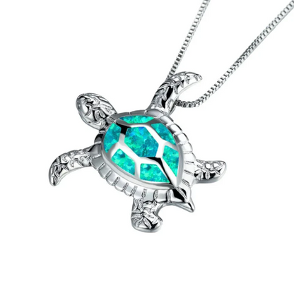 Opal Turtle Necklace 925 Sterling Silver