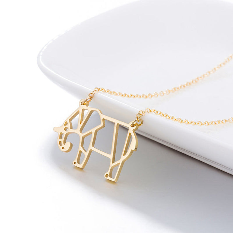 Gold Origami Elephant Necklace