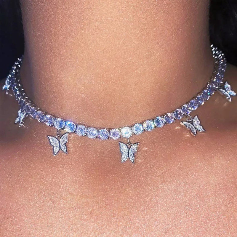 Sparkling Diamond Butterfly Necklace