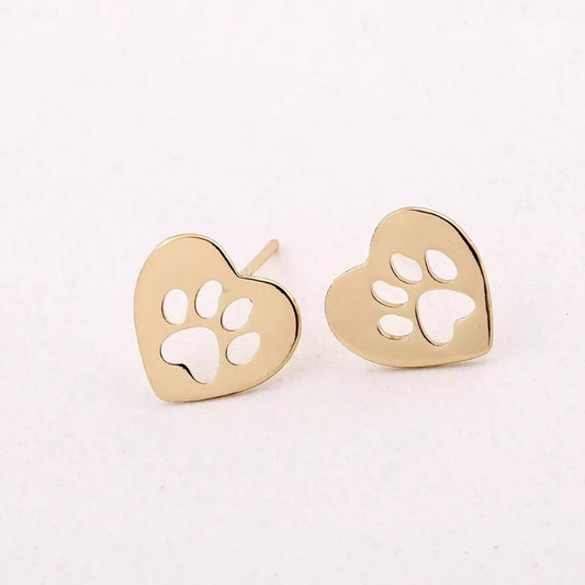 Gold Paw Stud Earrings