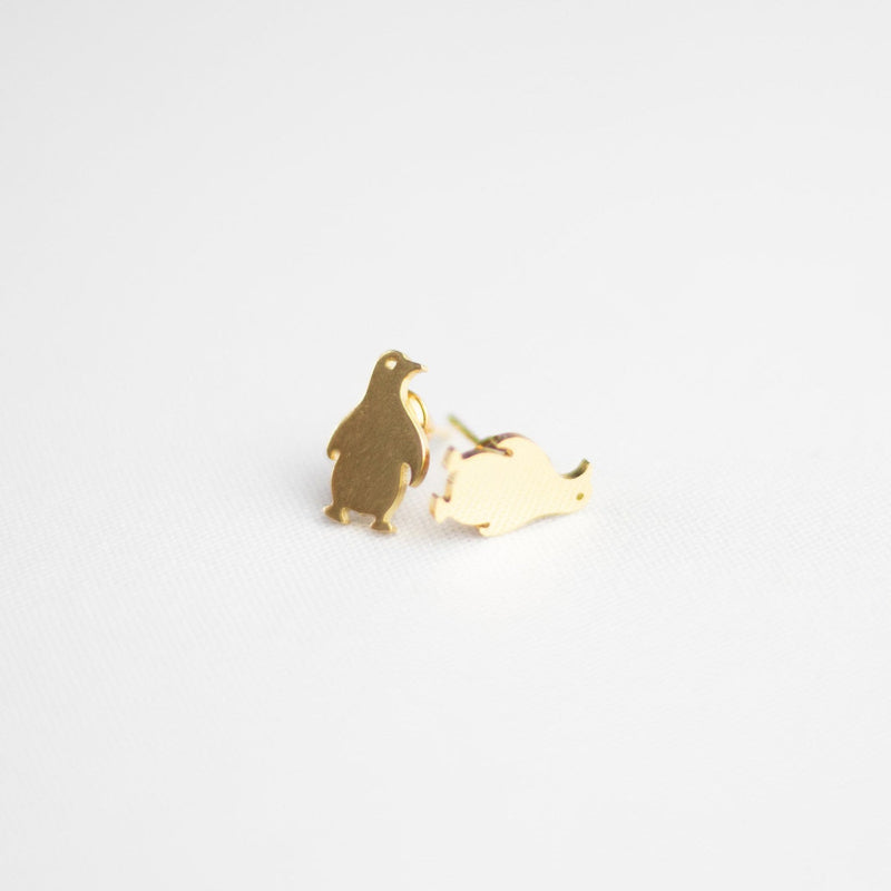 Penguin Earrings - Gold