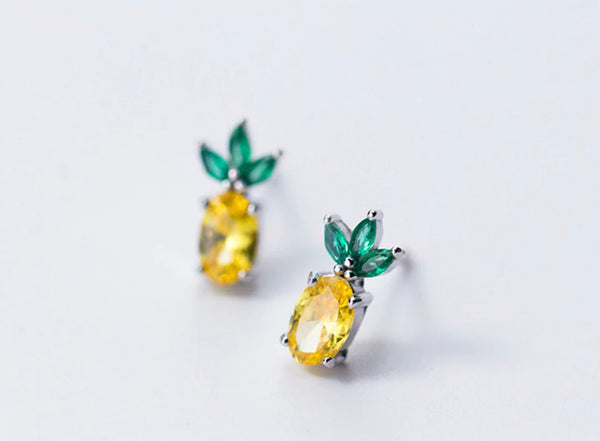 Pineapple Crystal Stud Earrings