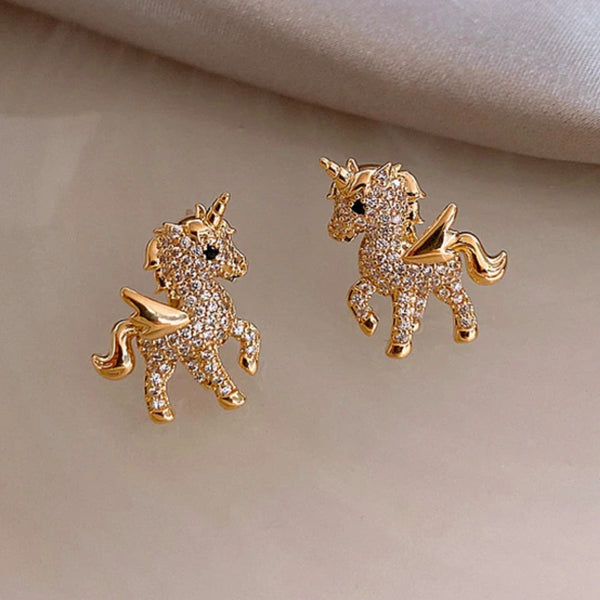 Solid gold unicorn earrings online